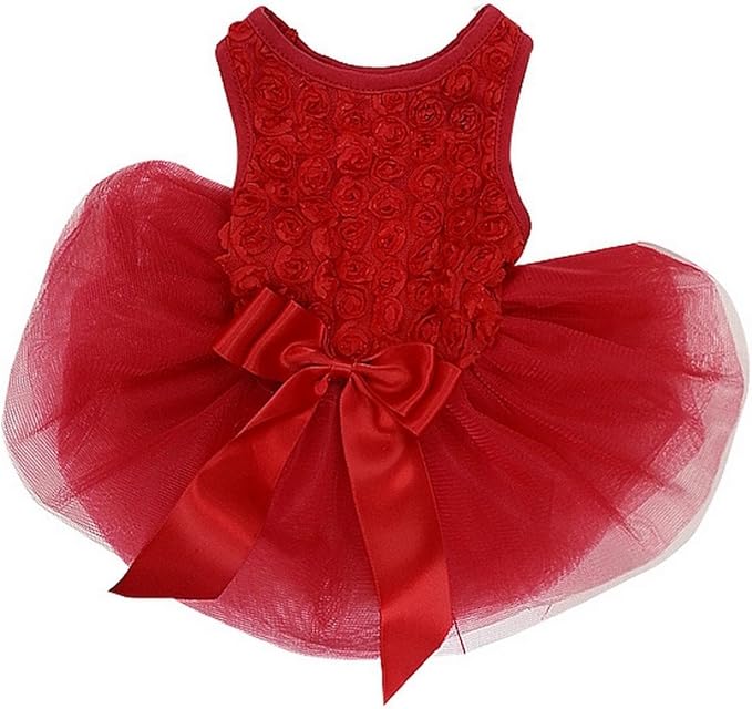 Kirei Sui Rosettes Small Animal Dog Puppy Bunny Dress XS Red