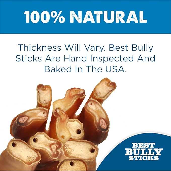 Best Bully Sticks Natural Jumbo Bully Sticks for Large Dogs - 12 Inch, 8 Count (Pack of 1) - 100% Free-Range Grass-Fed Beef, Single-Ingredient, Grain and Rawhide Free Long Lasting Dog Chews