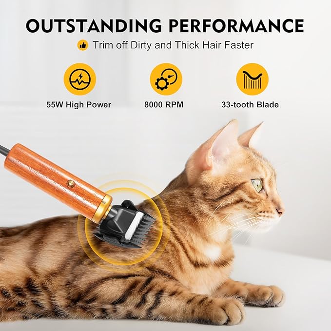 55W Dog Clippers for Grooming, Sheep Shears Professional Dog Grooming Clippers with 2 Blades Dual-Sided Guide Combs Low-Noise Pet Clippers for Goats Alpacas Large Dogs Angora Rabbits