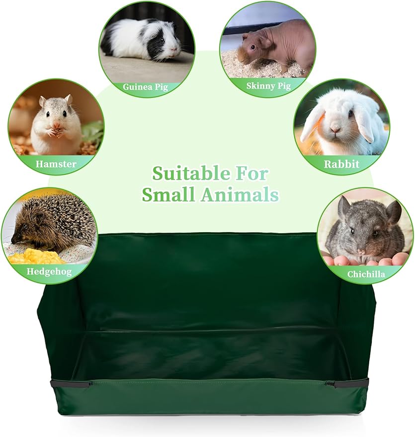 Guinea Pig Cage Liner, for 28"x13" Area Litter Box & Hay Feedder for Guinea Pig Rabbits Hamsters Hedgehogs Ferrets and Other Small Animals. Green