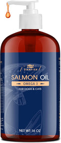 DANFISK Salmon Oil Formula with Omega 3, Fish Oil for Dogs Supplement, Skin & Coat Dog Oil, Itchy Relief, Immune Support for Joints & Heart, Food Topper, 16 oz.