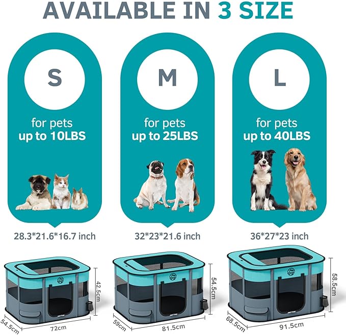 Puppy Playpen Cat Dog Crate: Play Pen Indoors Pet Playpens Portable Foldable Cage Kennel House for Medium Small Medium Kitten Rabbit Guinea Pig Hamster with Food Bowl (M)