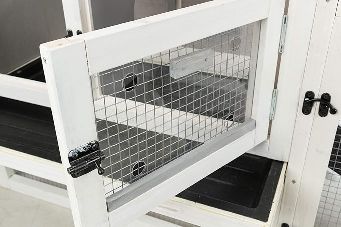 Trixie Natura Insulated Rabbit Hutch with Run, Ideal Outdoor Bunny House for Cold Weather, Foam Insulation Walls, Gray