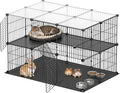XiaZ Small Animal Playpen with Waterproof PVC Mat and 2 Doors, 35.4" L x 23.6" W x 23.6" H Guinea Pig Cages, 31 Panels C&C Cage for Guinea Pigs,Rabbit,Bunny,Hedgehogs,Chicken Puppy Indoor Outdoor