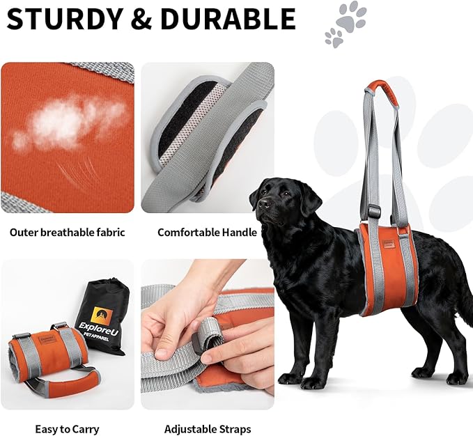 Dog Sling for Back Legs Dog Lift Harness Magic Tape Hip Support Harness Rehab to Help Senior,Injured,Arthritis,Hip Dysplasia,Weak Rear Leg,Disabled,After ACL/CCL Surgery,TPLO Dogs (Brown, M)