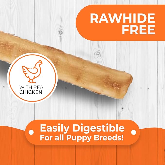 Canine Naturals Puppy Chicken and Rice Chew - Rawhide Free Puppy Treats - Made with USA Chicken - All-Natural & Easily Digestible of 5-Inch Sticks for Puppies,(Pack of 20)