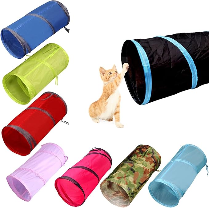 iCAGY Cat Tunnel for Indoor Cats Interactive, Rabbit Tunnel Toys, Pet Toys Play Tunnels for Cats Kittens Rabbits Puppies Crinkle Collapsible Pop Up Red 20"
