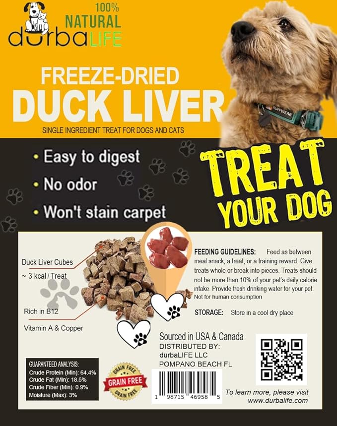 Freeze Dried PickyPet Duck Liver Bites for Dogs & Cats | Grain-Free, Raw Protein-Packed Advanced Training Treats, Great Food Topper, Ideal for Picky Eaters & Pets with Allergies (2.0 oz, Duck Liver)