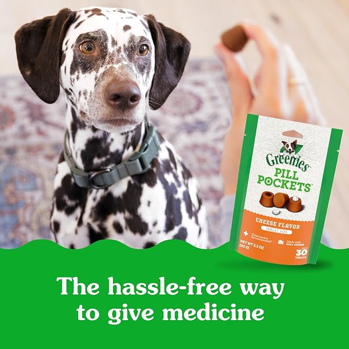 Greenies Pill Pockets for Dogs Small Size, Tablet Pill Treats for Dogs, Cheese Flavor, 3.2 oz. Pouch