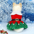 Abbie Home Christmas Dog Dress Cute Skirt, Pet Christmas Costume Cat Sparkly Sequin Clothes Girl Puppy Xmas Holiday Party Cosplay Outfit Winter Apparel for Small Dogs Cats (Green, Small)
