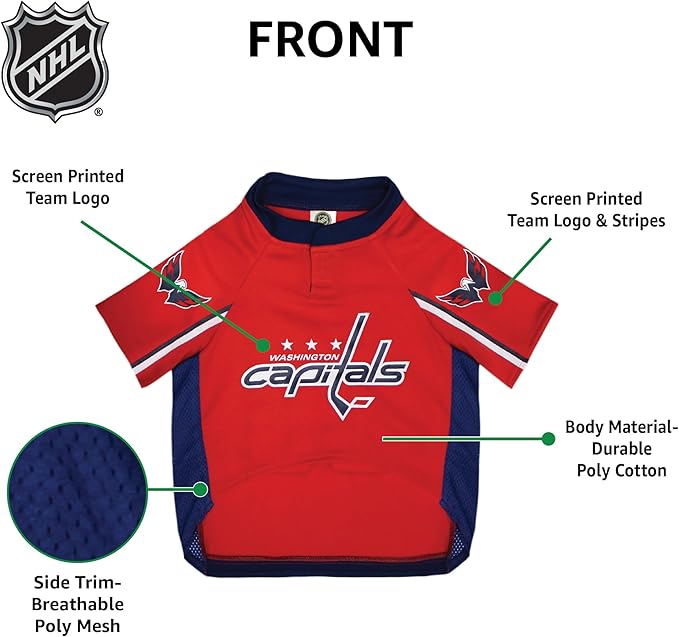 Pets First NHL Pet Jersey - Washington Capitals Dog Jersey, XX-Large. A Premium Big Jersey for Dogs & Cats to Look just Like The Real Hockey Player, Red, XX-Large Pet Jersey Licensed by The NHL
