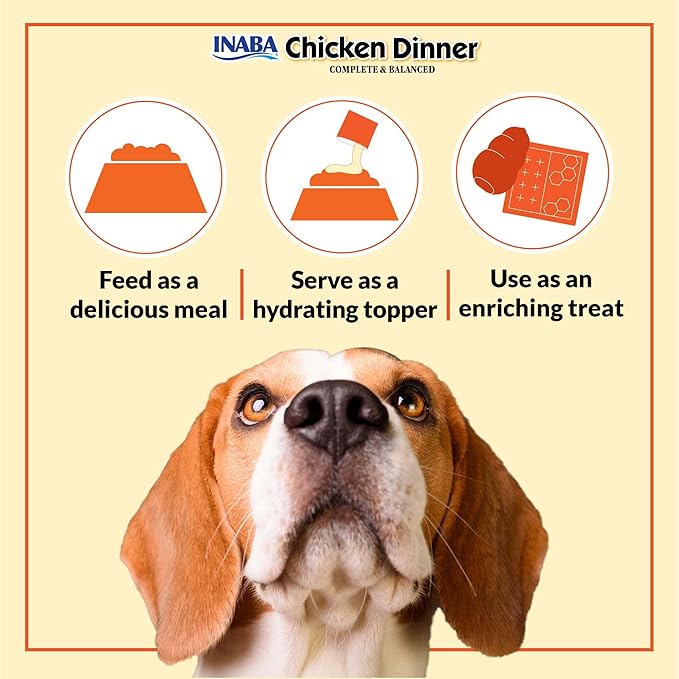 INABA Chicken Dinner for Dogs, Soft Pate Wet Dog Food, Complete & Balanced, 2.4 oz. Pouch, 15 Pouches, Beef & Vegetables Variety