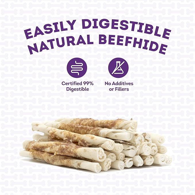 Combo Chews Beefhide Twist Sticks 5" w/Pork Meat Wrap Dog Chew Treats - 20 Count/1 Pack