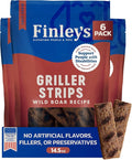 Finley's Wild Boar Griller Strips for Dogs, Jerky-Style Dog Treats with Real Ingredients for All Breeds and Sizes, 14.5oz, 6 Pack