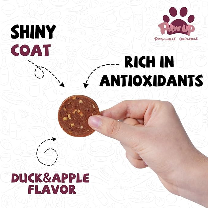 PAWUP Duck Jerky Dog Treats – Duck & Apple Sausage Slices, Training Treats with Taurine for Small, Medium & Large Dogs, 12.5 oz
