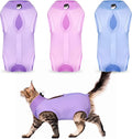 Nuanchu 3 Pieces Cat Recovery Suit Kitten Recovery Suit E-Collar Alternative for Cats and Dogs Abdominal Skin Anti Licking Pajama Clothes Sets (Medium,Solid Style,Purple Pink Blue)