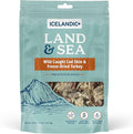 Icelandic+ Land & Sea Wild Caught Cod Skin & Freeze-Dried Turkey - 2.4oz Bag, Dog Treat & Food Topper, 2 Ingredients, No Preservatives, All Natural