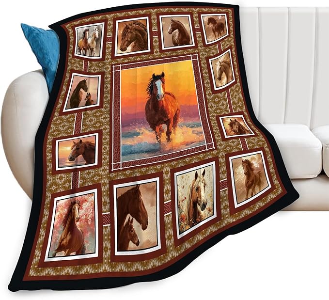Horse Throw Blanket Horse Stuff Gifts for Kids Girls Boys Adults Women Men Soft Cozy Warm Plush Fluffy Fuzzy Fleece Blanket Decor 40''X50''