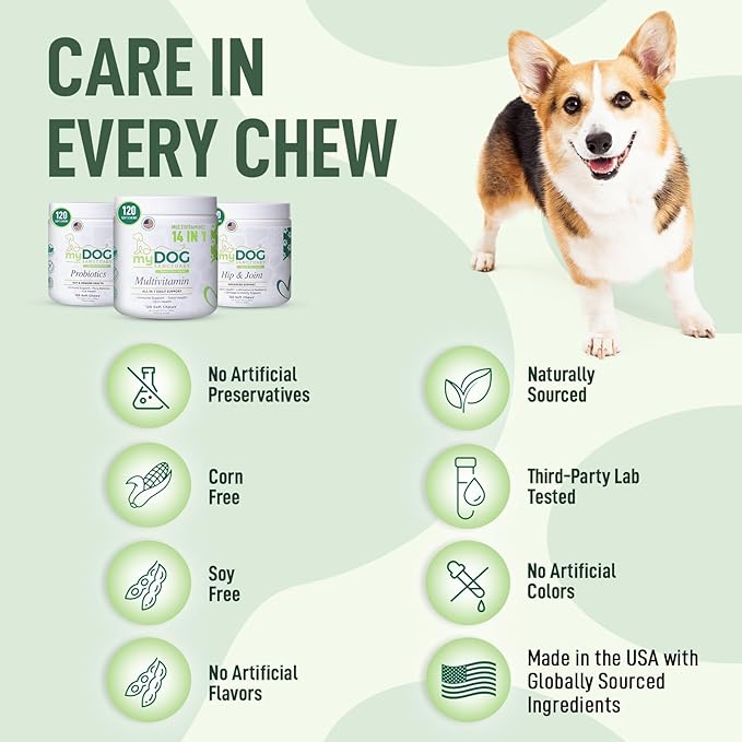 14-in-1 Multivitamin for Dogs – 120 Bacon Soft Chews | Daily Vitamins with Joint Support, Immune Health, Skin & Coat | A, D3, E, C & B-Complex | All Breeds & Ages