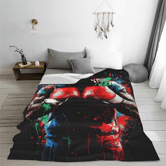Boxing Gifts, Boxing Throw Blanket, Sports Gift for Men Boys Women Girls Lover Adult Cozy Fleece Flannel Bedding Stuff Plush for Couch Sofa Bed Decor 60"X50"