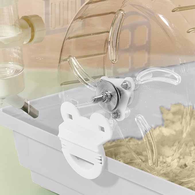 8 in 1 Clear Acrylic Hamster Cage with All Accessories,13.5''L* 10''W* 13''H Dwarf Hamster Cage,Small Hamster Habitat,Garden Style Mouse Cage for Pet Mice,Hamster Enclosure with Stairs(1-Layer,White)