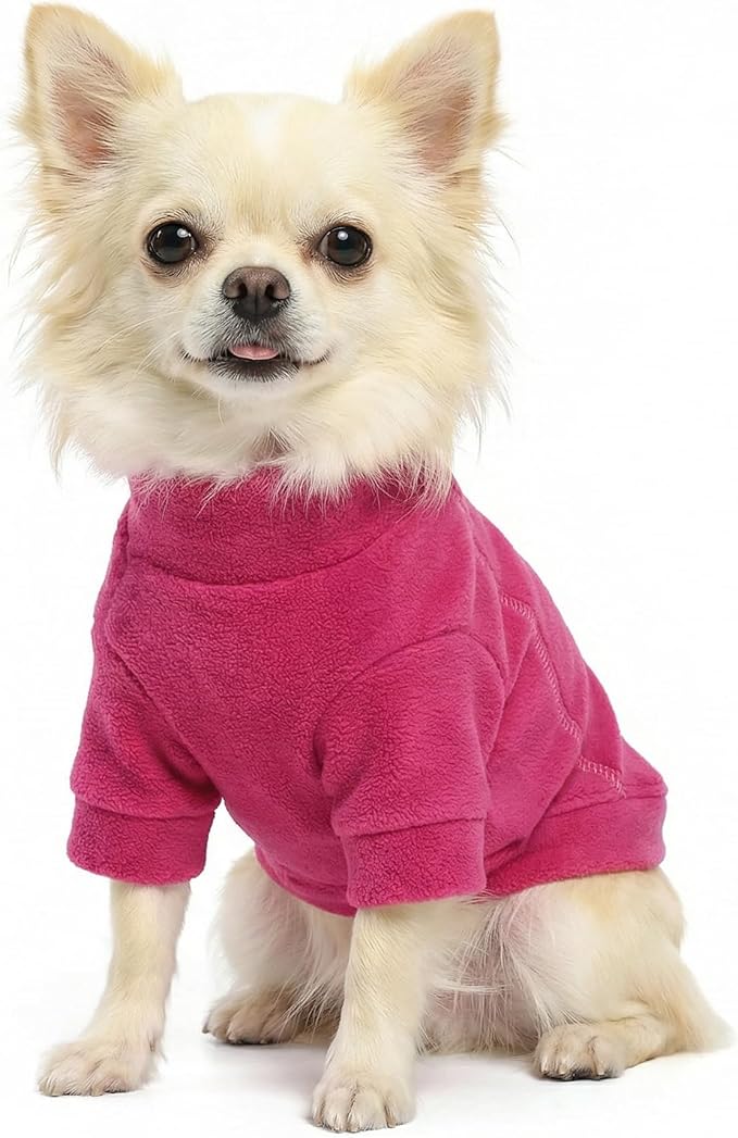 Fitwarm 3 Pack Classic Fleece Dog Sweater, Turtleneck Dog Sweatshirt, Dog Winter Clothes for Small Dogs Girl, Pet Pullover Jumper, Cat Apparel, Pink, Rose, Baby Pink, Medium