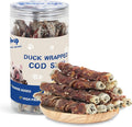 PAWUP Cod Skin Dog Treats with Duck Dog Snacks High Protein and Omega-3, Natural Dog Chews w/Taurine, 12.5 oz (12-15 Count)