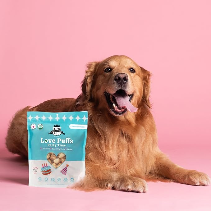 Lord Jameson Party Time | Light & Crunchy Love Puffs Collection | Organic Dog Treats, Celebrate a Birthday, Superfood Coconut, Gluten-Free, Preservative-Free, USDA Certified Organic. Made in USA