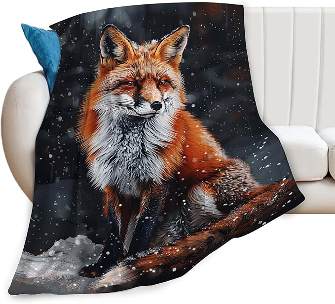 Red Fox Blanket Cute Orange Fox Throw Blanket Gifts for Girls Boys Kids Women Men Adults Super Soft Cozy Plush Fluffy Fuzzy Fleece Blanket Home Decor 40''X50''