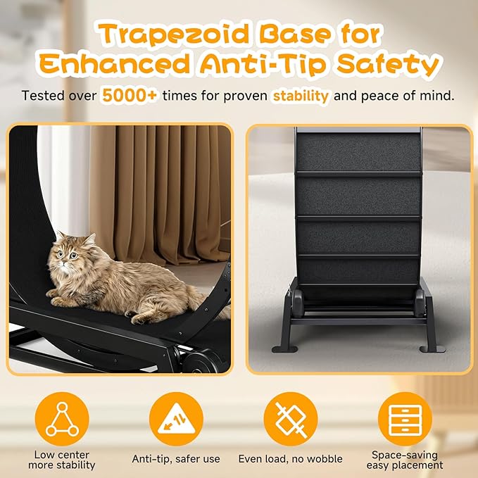 GTRACING Cat Wheels, 40" Diameter, Large Cat Exercise Wheel for Indoor Cats cat Treadmill Metal with Detachable Black Carpet & Teaser/Stickers, Ultra-Quiet Scroll Wheel with Latch, Safe and Stable