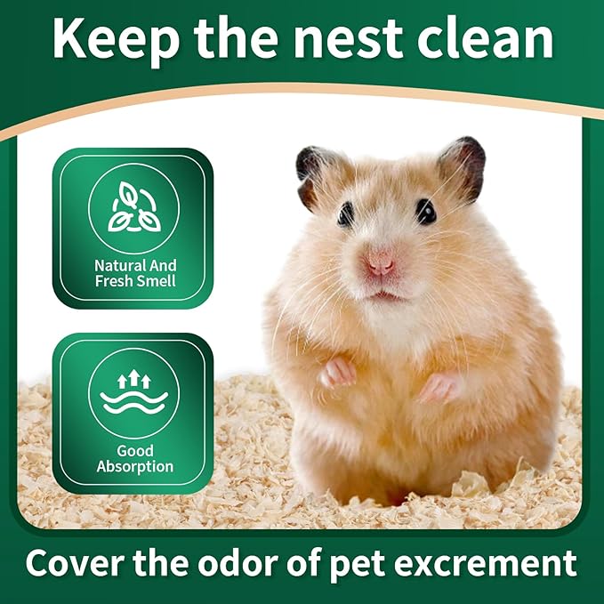 18oz Small Pet Bedding, Low Dust, Odor Control, Ultra Absorbent, for Hamsters, Guinea Pigs, Parrots, Rabbits, Gerbils, Mice & Small Animals
