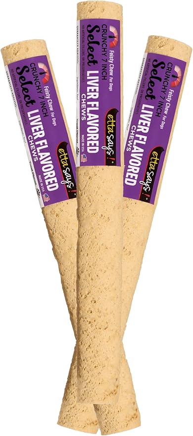 etta says! Select Dog Chews 7” Liver - Rawhide-Free, All Natural Chews - High in Protein - Made in The USA (20 Count Pack of 1)