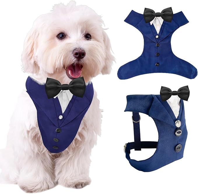 AVERYDAY Dog Tuxedo for Wedding Outfit, Dog Suit and Tie Costumes for Birthday, Halloween, Cosplay, Christmas Party, Pet Formal Wear with Bowtie, Tux for Small Dogs, Chihuahua, Bichon, Maltese, Cats