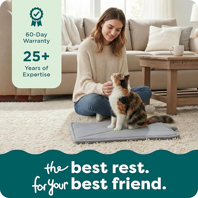 Furhaven ThermaNAP Self-Warming Cat Bed for Indoor Cats & Small Dogs, Washable & Reflects Body Heat - Quilted Faux Fur Reflective Bed Mat - Snow Leopard, Small