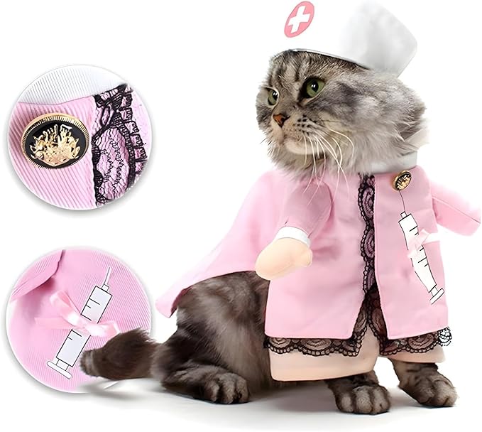 NACOCO Dog Cat Nurse Costume Pet Nurse Clothing Halloween Jeans Outfit Apparel (S)