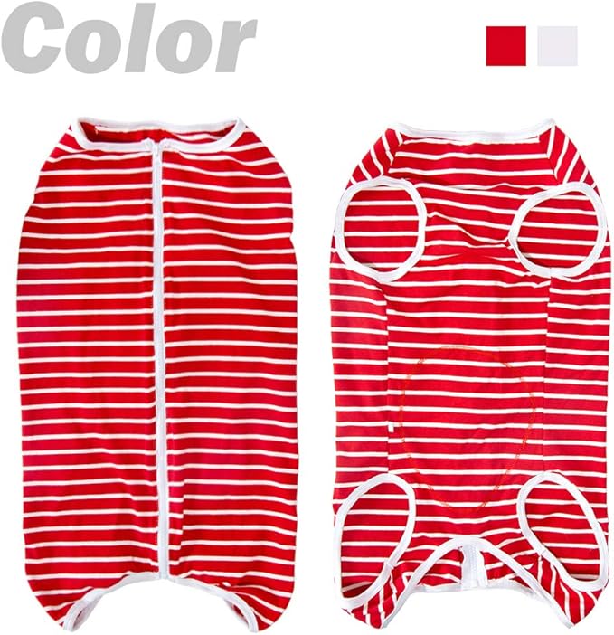 Dog’s Recovery Suit Post Surgery Shirt for Female Male Dog, E-Collar Alternative Wound Protective Clothes (red White-XL)
