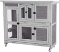 Aivituvin Bunny Cage Rabbit Hutch Indoor Rabbit House with Wheels Outdoor Guinea Pig House with Two Plastic Tray
