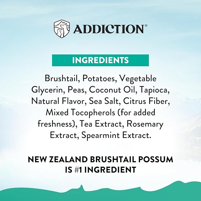 Addiction Meaty Bites - Hypoallergenic Dog Treats - Made in New Zealand - High Meat Content - Gluten and Grain-Free - Soft and Allergy Friendly Dog Treats (Brushtail, 4 ounces)