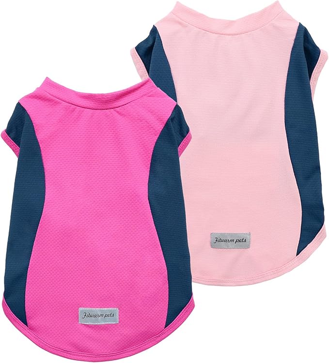 Fitwarm 2 Pack UPF 50+ UV Sun Protection Dog Shirt, Lightweight Breathable Cooling Vest, Quick Dry Dog Summer Clothes for Small Dogs Boy Girl, Reflective Label Pet Cat Outfit, Pink, Medium