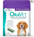 ORAVET Dental Chews for Dogs, Oral Care and Hygiene Chews (Medium Dogs, 25-50 lbs.) Purple Pouch, 14 Count