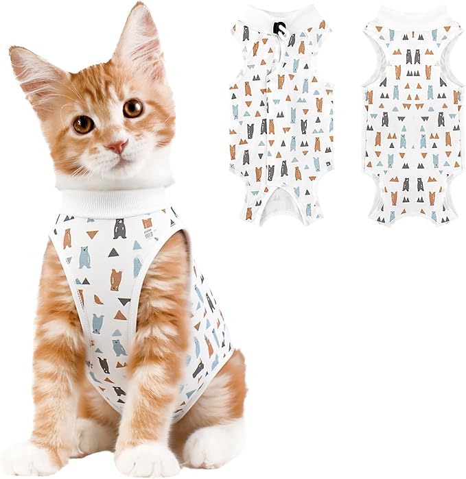Coppthinktu Cat Recovery Suit Female, Breathable Cat Onesie After Surgery Female for Abdominal Wounds or Skin Diseases, Surgery Recovery Suit Kitten Surgical Onesie After Spay Wear Anti Licking