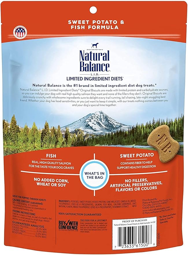 Natural Balance L.I.T. Sweet Potato and Fish Formula Dog Treats for Dogs - 3-Pack, 14oz