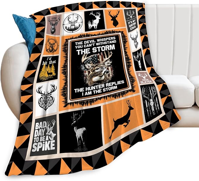 Deer Throw Blanket Hunting Deer Elk Stuff Gifts for Kids Girls Boys Adults Women Men Soft Cozy Warm Plush Fluffy Fuzzy Fleece Blanket Decor 40''X50''