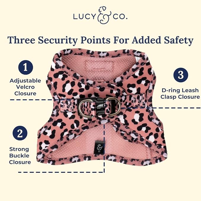 Lucy & Co. Wild Side Step-in Cat Harness & Leash Bundle – Reflective, Breathable & Adjustable Harness for Cats, Kittens & Small Dogs, Lightweight & Secure and Dual Leash Clips – Small