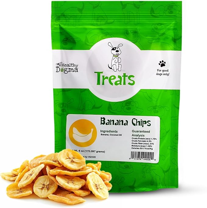 Healthy Dogma Banana Chips Treat for Dogs - All-Natural, & Clean Ingrediant Snacks - Supports Digestion, Energy & Immune Health - Perfect for Training & Sensitive Stomachs,(8 oz)