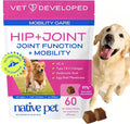 Native Pet Mobility Care - Hip & Joint Supplement for Dogs - UC-II Collagen, Egg Shell Membrane & Hyaluronic Acid - Dog Joint Supplement Chews Supports Cartilage, Mobility & Flexibility - 60 Chews