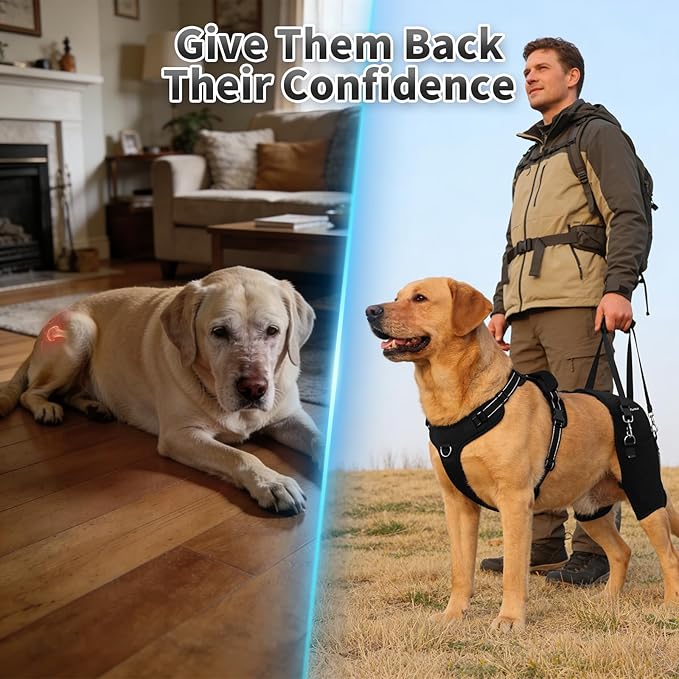 Dog Hip Brace for Hip Dysplasia & Arthritis - Adjustable Support Wrap with Removable Pads, Lifting Handle & Stabilizing Straps for Large Medium Dogs - Relief for Pain, Weakness & Lameness(XL)