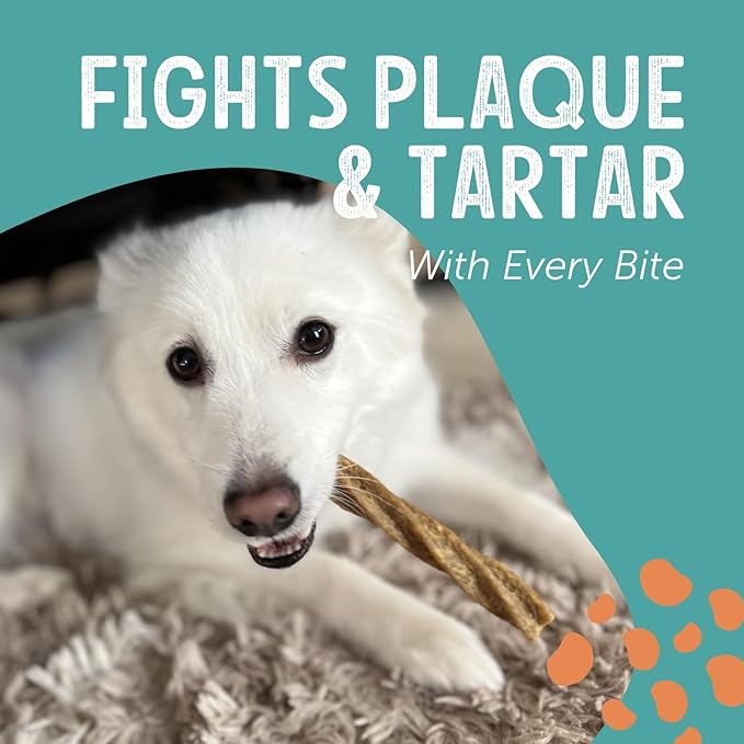 Dental Chews Twisted Sticks | for Medium and Large Dogs | USA Sourced Beef-Hide | Natural Scrubbing Action Fights Plaque and Tartar Refreshing Your Dog's Breath (5 Sticks, Chicken)