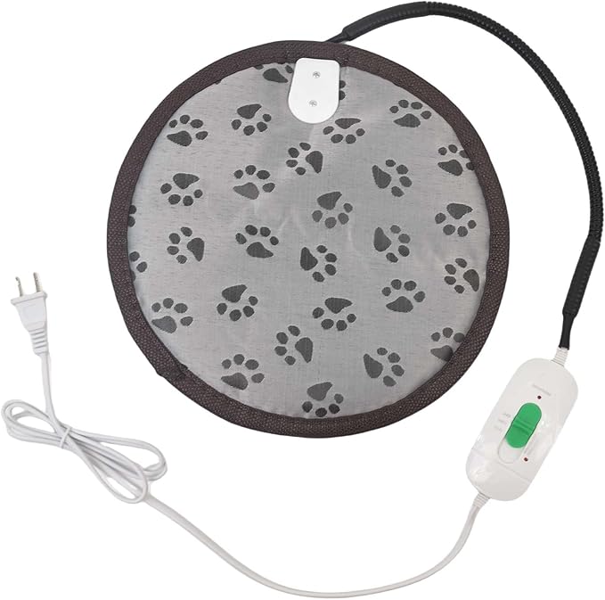 Rabbit Guinea Pig Heating Pad for Small Animal,Squirrel Hedgehog Chinchilla Bed Mat,Fire Retardant Chicks Chicken Heated Bed with Chew Resistant Steel Cord (Black, Dia 12inch)