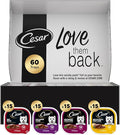 Cesar Wet Dog Food Classic Loaf in Sauce, Filet Mignon Flavor, Porterhouse Steak Flavor, Grilled Steak & Eggs Flavor, and Beef Flavor, 3.5 oz. Easy Peel Trays, Variety Pack, 60 Count